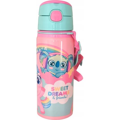 Botella de agua infantil Sweet Dreams Friends de 600 ml de aluminio con correa. (1/2)