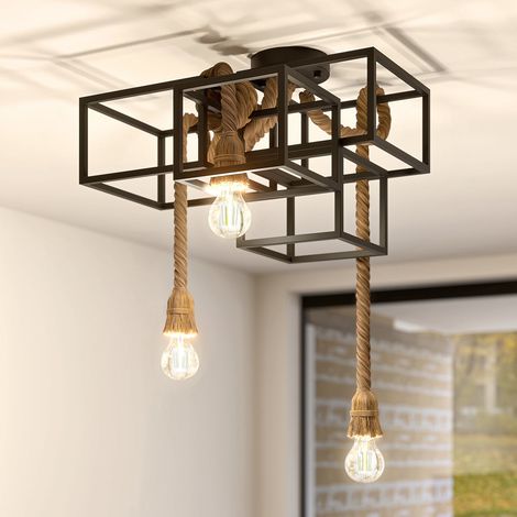 [NEUWERTIG] B-Ware Lucande Deckenleuchte Andrik Hängeleuchte Lampe dimmbar schwarz hellbraun 44cm