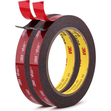 3M VHB 5952 Extra starkes doppelseitiges Klebeband, wasser- und hitzebeständig (25 mm x 3 m), Schwarz, 2er-Pack (1/5)