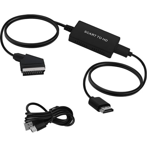 Convertitore da SCART a HDMI con cavo, interruttore Full HD 720p/1080p - Adattatore SCART maschio a HDMI, convertitore di uscita HDMI per schermo TV, proiettore, decoder, lettore VHS, lettore DVD, Xbo (1/5)