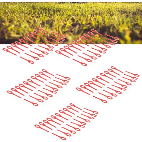 100 rote Kunststoff-Rasenmähermesser für Garten, Rasen und Sträucher, kürbisförmig, L70, Lochdurchmesser 12 x 7 mm (1/5)