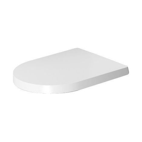 Asiento para inodoro compacto Duravit ME by Starck, bisagras de acero inoxidable, sin mecanismo de cierre suave, color: Color interior blanco, color exterior blanco seda mate - 0020112600 (1/4)