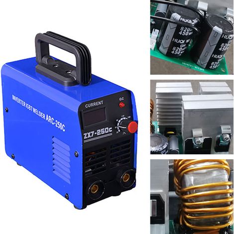 Poste à souder portatif, petit poste à souder portable MMA 220 V CC à onduleur, mini poste à souder double tension ZX7-250C (machine nue, onduleur). (1/4)