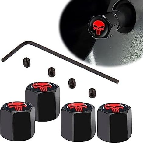 Bouchon Valve Pneu Voiture – Lot 4 – Antivol et Anti-Poussière – Noir – Universel (1/5)