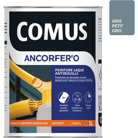 ANCORFER'O 3L Gris petit gris - Peinture-laque de finition antirouille en phase aqueuse pour métaux et autres supports - COMUS (1/3)