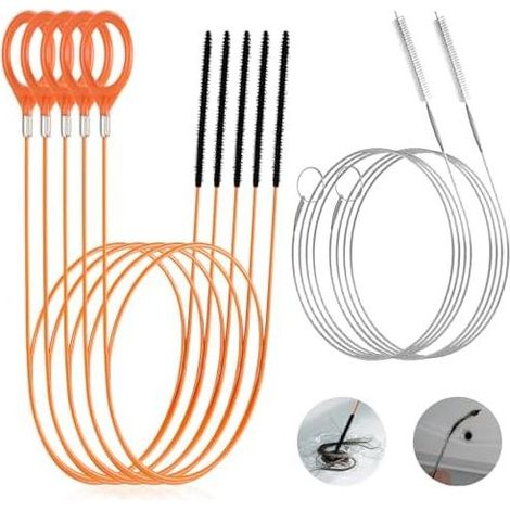 7-teiliges Abflussreinigungsset: Bürste, flexible, bruchfeste Abflussspirale 76 cm & Reinigungsbürste 150, Spülbeckenreiniger für Küche, Dusche, Badewanne und Rohre - (1/5)