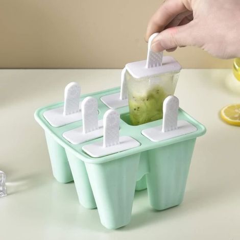 Moule À Glace - Silicone Alimentaire Sans BPA - Réutilisable Facile À Démouler - Pour Jus Fruits Yaourt Purée Gelée - 6 Emplacements 95 Ml (1/4)