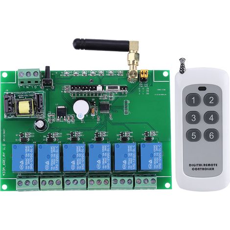 1pc 110-240V 6 Channel RF Relay Module Board Remote Control Switch