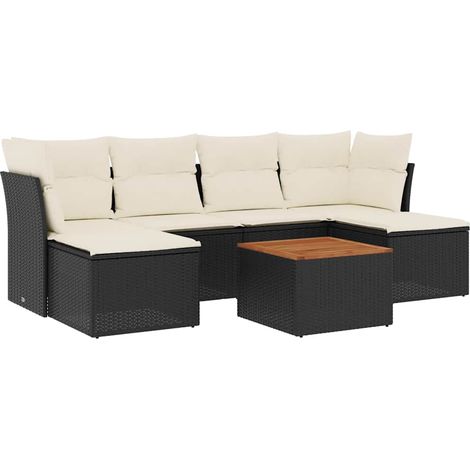 Set Divani da Giardino con Cuscini 7pz Nero Polyrattan vidaXL (1/5)