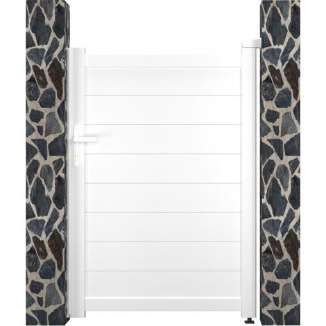 Portillon battant aluminium blanc 100x142 cm serrure incluse (1/5)