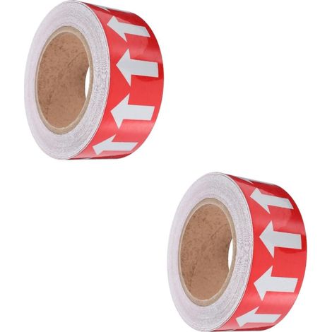 Lntyq 2 Rouleaux Identification Des Tuyaux Indication Des Directions Stickers Rester Autocollants Blancs Flèches Au Sol Stickers Dirigé Néon Double Étiquettes Stickers Polystyrène Rouge