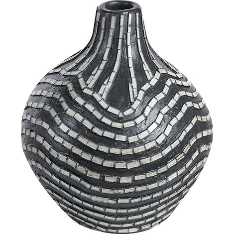 Dekovase KUALU Keramik 35 cm Schwarz