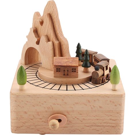 Coffret musical en bois artisanal, décoration maison, cadeau anniversaire Noël, boîte à musique en bois naturel (1/5)