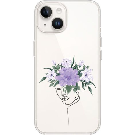 iPhone 13 Mini Hülle, transparent, flexibles Silikon, Frau mit Blumen (1/5)