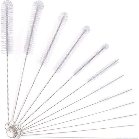 12Pcs Tube Brosse de Nettoyage, Goupillon Nettoyage Brosse de Nettoyage Tube pour Bouteille en Verre Bébé Biberon Bouilloire ClavierTuyau Brosses de Nettoyage Bouteille (1/5)