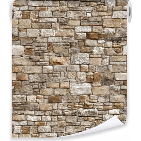Papier peint beige brique structure Murale sur mur molletonné salon chambre coucher (1/3)