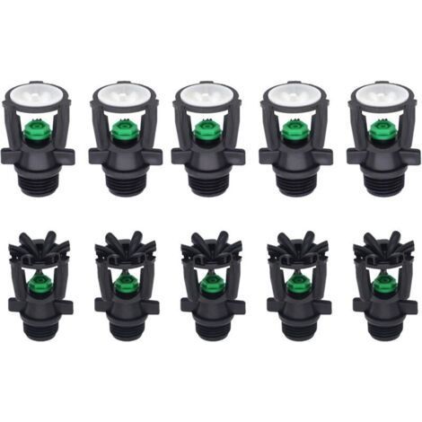 10 Pack Male Thread Garden Sprinklers, 360° Automatic Rotation, Watering Nozzle for Lawn, Greenhouse, Vegetables and Crops (1/5)