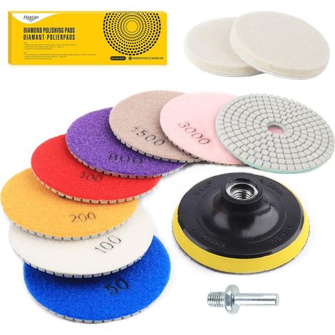 Wet Diamond Grinding Wheels for Granite Stone Concrete Marble 100mm 11pcs Diamond Abrasive Pads for Grinding Wheels and Angle Grinders Mixed Grit 50 (1/5)