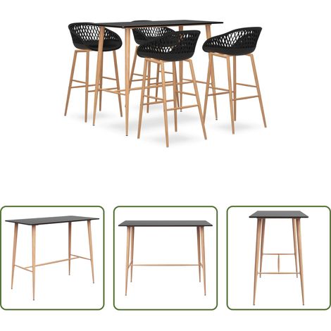 Barhocker - 5-tlg. Bar-Set Schwarz (1/5)