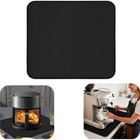 Tapis de protection anti-chaleur 50 x 64 cm - plaque ignifugée et antidérapante pour friteuse et barbecue, noir (1/5)