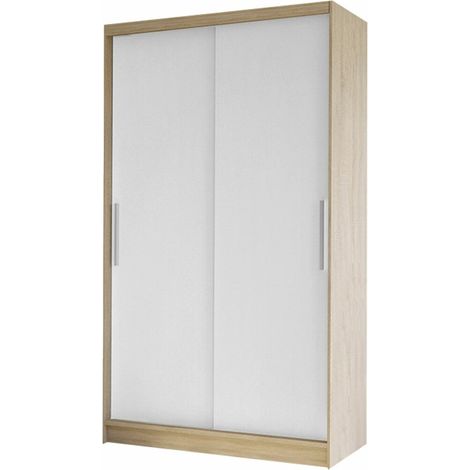 Armario Closico 162, Roble Sonoma + Blanco, 200x100x58cm, Puertas de armario: Correderas, Número de estantes: 4