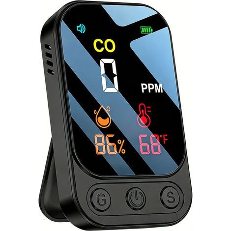 Portable 3-in-1 carbon monoxide detector for home and travel, 120-hour standby time, rechargeable CO detector, audible and visual alarm for RVs, camping and (1/4)