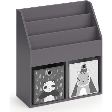 Libreria bambini Luigi, Grigio, 72 x 79 cm con 2 scatole pieghevoli opt.2, Vicco