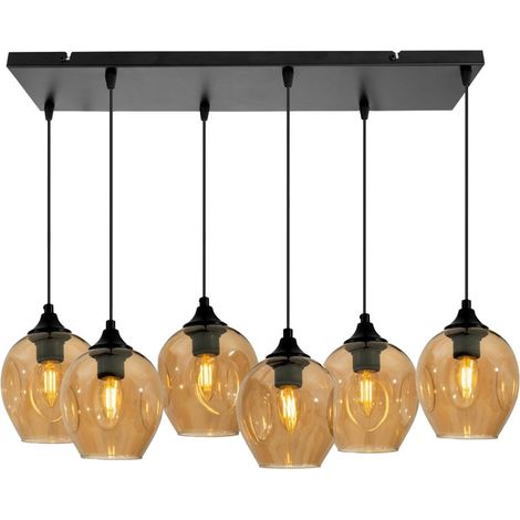 Lampadario Candellux Aspa 6 luci E27 nero ambra dimmerabile (1/2)