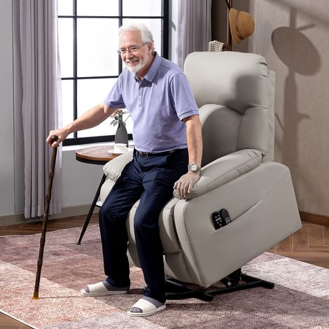 Fauteuil releveur électrique. fauteuil relax électrique avec fonction massage et chauffage. 89 x 94.5 x 103 cm. gris