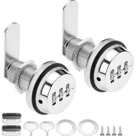 serrures à combinaison à came, serrures à code sans clé à 3 chiffres pour armoires, tiroirs, casiers de salle de sport, etc. 30 mm, argent (1/3)