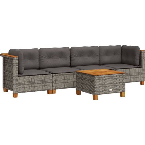 Maison Exclusive - 5-tlg. Garten-Sofagarnitur mit Kissen Grau Pol
