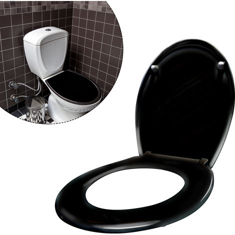 Abattant adulte pour WC Frein de Chute avec système Soft Close Fixation Facile Charnières Robustes Finition de Haute qualité(noir) HENGMEI (1/5)