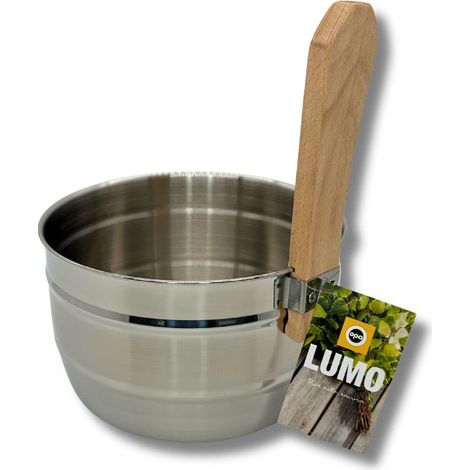 Edelstahl Sauna-Kübel mit Griffdaube aus Holz 4,5 l