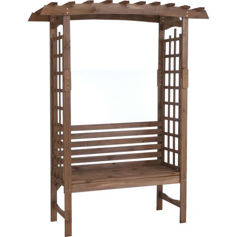 Arche à roses avec banc HWC-Q21, arche de jardin, tuteur, banc de jardin en bois, certifié MVG, 201