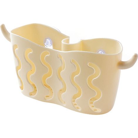 Support Éponge Ventouse - Organisateur Évier Cuisine - Design Drainant Rapide - Pour Murs Lisses - Beige (1/2)