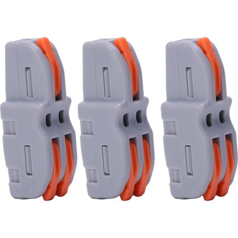 Lot de 20 borniers rapides 1 entrée 2 sorties, connecteurs de câblage en forme de T à poussoir SPLF12A (orange) (1/5)