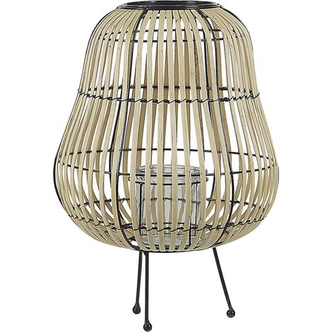 Linterna de madera de sauce marrón claro 44 cm con candelero decoración de pie Berkner (1/5)