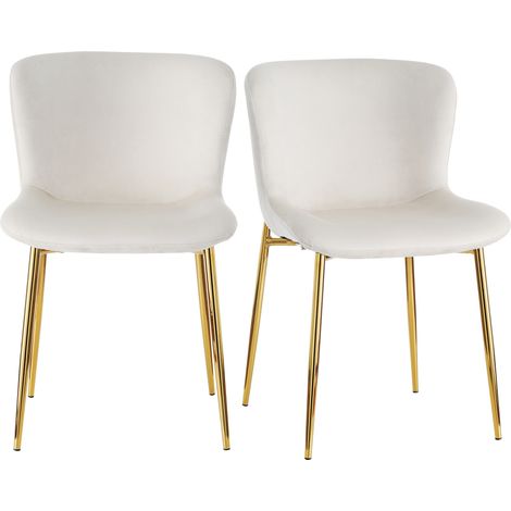 Set di 2 Sedie per Soggiorno, Portata 150 kg, Imbottitura Confort, Gambe in Metallo, Velluto Beige (1/5)