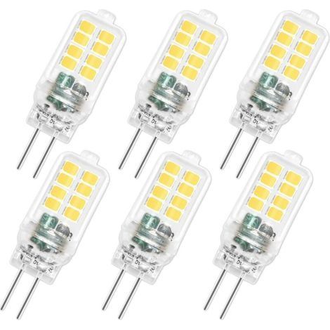 Ampoule LED G4 12V 3W, Non Dimmable, 16SMD 300LM Blanc Froid 6000K, Équivalent 25W G4 Ampoule Halogène, Ampoule G4 LED pour Lustre, Éclairage Paysager, Lumière d'armoire, Chambre, Lot (1/4)