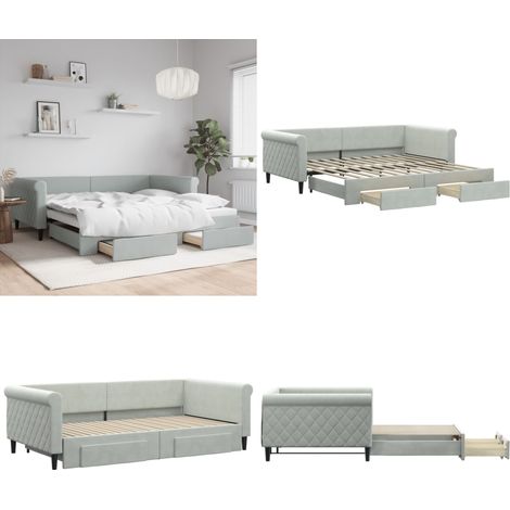 Lit de jour avec gigogne et tiroirs sans matelas 100x200 cm - Canapé-lit - Lit gigogne (1/5)