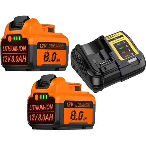 Batterie, 8000mAh Kapazität, kompatibel mit verschiedenen Elektrowerkzeugen, 2bat mit Ladegerät, 12 V-b (1/2)