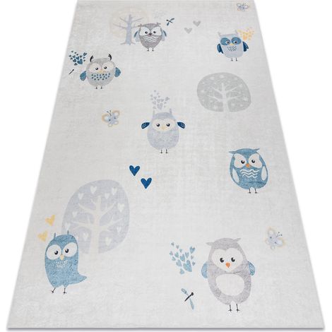 BAMBINO 1161 washing carpet Owls for children anti-slip - grey grey 160x220 cm