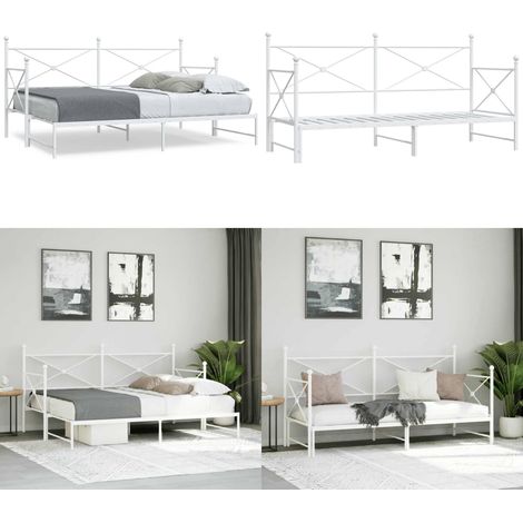 vidaXL Tagesbett Ausziehbar ohne Matratze Weiß 80x200 cm Stahl