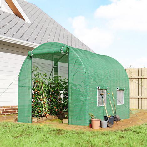 Serre de jardin avec structure en acier et 4 fenêtres en polyéthylène, 2,5 x 2 x 2 m. Verte. (1/5)