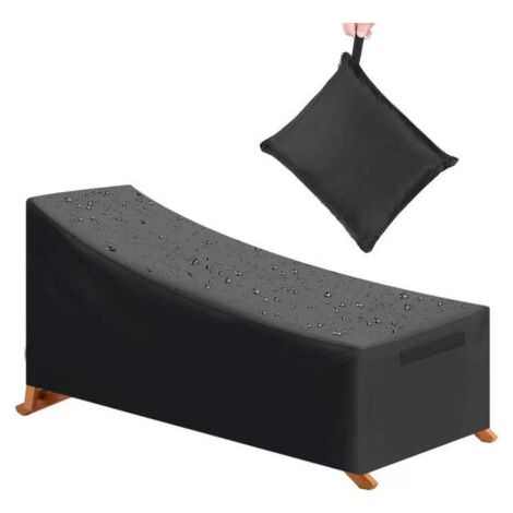 Telo protettivo impermeabile, antivento e resistente ai raggi UV in tessuto Oxford 210D per lettini prendisole (210 x 75 x 40/80 cm) – Nero