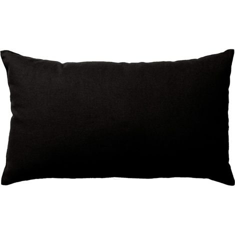 Coussin Déco Uni "Panama" 30x50cm Noir (1/2)