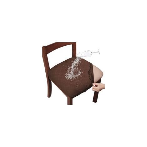 Stuhlhussen zum Binden, elastische Jacquard-Stuhlhussen, Schutzhüllen für Ess- und Küchenstühle – 4er-Set, Rautenmuster, Kaffeefarbe – Crezuo