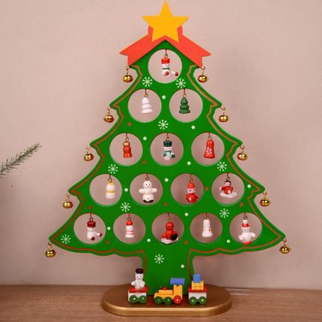 Décoration de sapin de Noël rouge - avec 28 mini-décorations, idéale pour les tables et les cheminées - 1 pièce, 20 x 27 cm, verte (1/4)