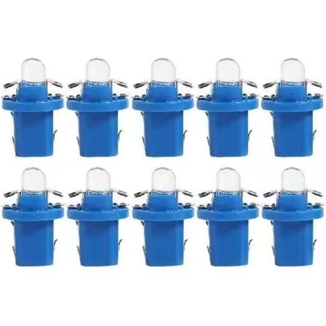 Lot de 10 ampoules LED T5 Lampe avec Support,Ampoules 12V BAX10d B8.5D Ampoule Tableau de Bord pour Voiture et Moto -bleu