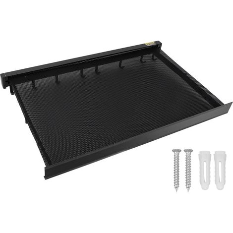 Séchoir à linge mural pour balcon avec surface en filet, séchoir pliable et rétractable, 60 cm, noir (1/5)